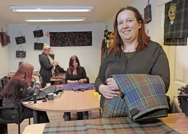 manda Moffet one of directors of The Kiltmakery with her team of kilt makers. Picture: Neil Hanna