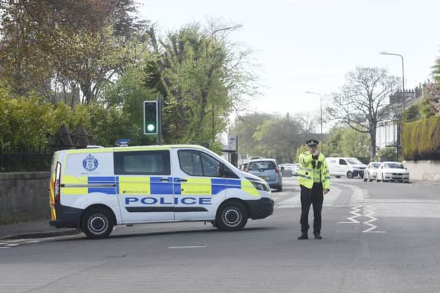 Police close the road by Abercorn Terrace / Portobello High Street after a traffic accident. Picture: Greg Macvean