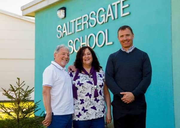 Yvonne and Bobby Moore of Engross Theatre Company with Saltersgate Headteacher Stephen Buggy (pictured right). 12 years ago The Moores put on a play to help their son's school project on World War 2 and now they return with their theatre company to put on a play at the school.