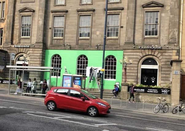 The frontage of the Filmhouse has received a new bright green coat. Picture: @ShellBryson/Twitter