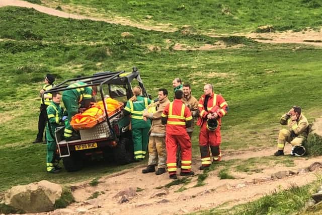 One casualty was taken into the care of paramedics with a suspected leg injury. Picture: Shaun Vlog