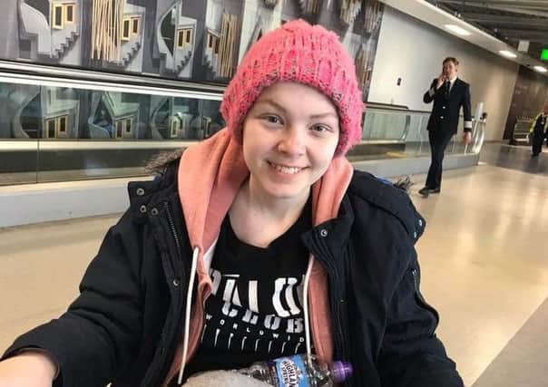 Kira Noble leaving Manchester Airport on her way to NYC for pioneering cancer treatment