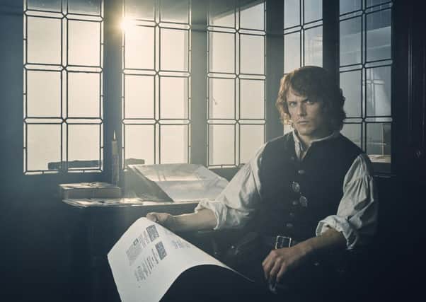 Lead character Jamie Fraser, played by Sam Heughan, pictured in his print shop which was set in Tweeddale Court on the Royal Mile, one of the locations featured in the new Outlander map. PIC: Sony Pictures Television 2018.
