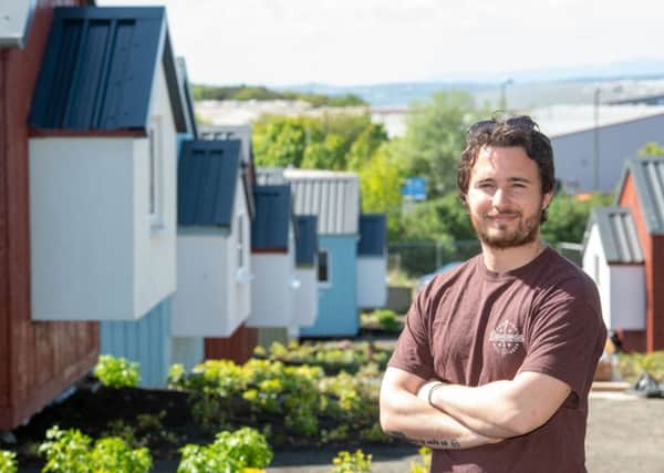 Social Bite founder Josh Littlejohn at the homeless village in Granton. Picture: Ian Georgeson