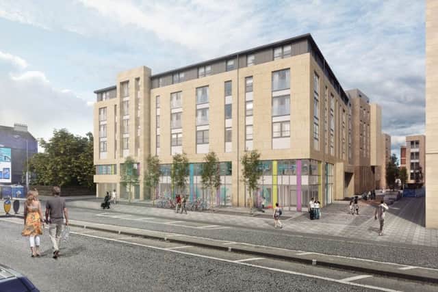 An artists impression of the new development at Shrubhill in the former tram depot