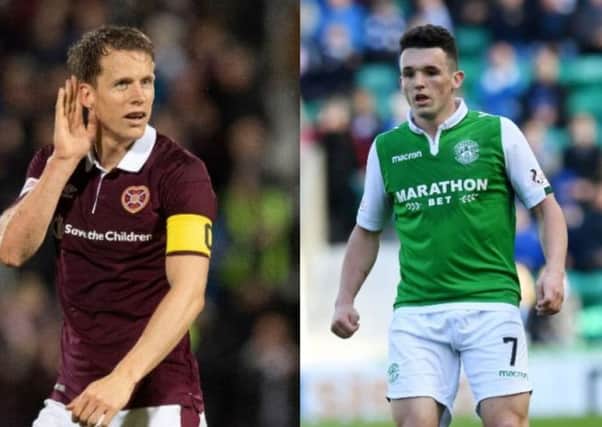 Hearts captain Christophe Berra and Hibs midfielder John McGinn were included in the Premiership team of the year. Picture: SNS