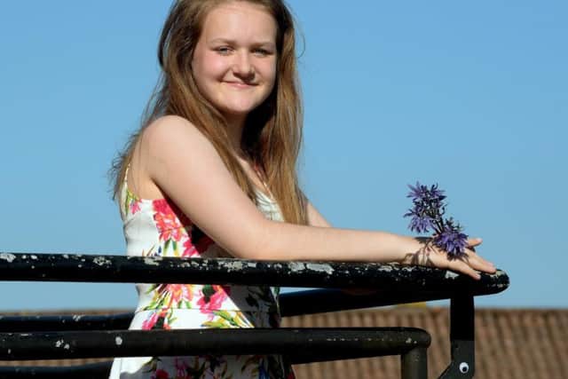 Pic Lisa Ferguson 28/05/2018

Eva Macfarlane  from Livingston- 14 - was at the Ariane Grande concert in Manchester last year when the arena was bombed.
she has struggled since the experience but despite being diagnosed with PTSD managed to write and perform her own song at Pumpherston Music Festival "Sing on the Bing" on Saturday night.