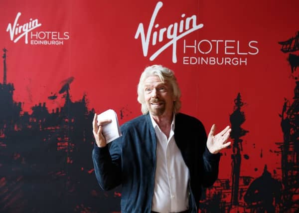 Sir Richard Branson during the Virgin Hotels groundbreaking event at India Buildings, Edinburgh. Picture; PA