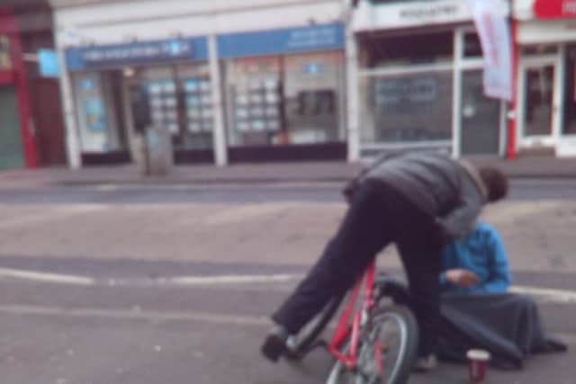 The alleged thief on Tom Megaughin-Helders bike