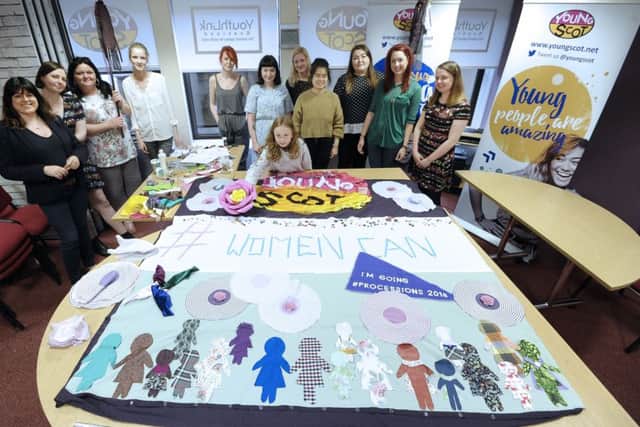 Banner making at Young Scot for the
Womens March