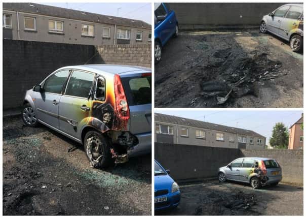 The blaze took hold in a car park at Northfield Farm Road last night. Picture: TSPL