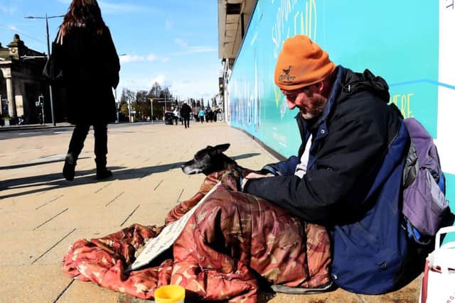 Homeless people on the streets of Edinburgh