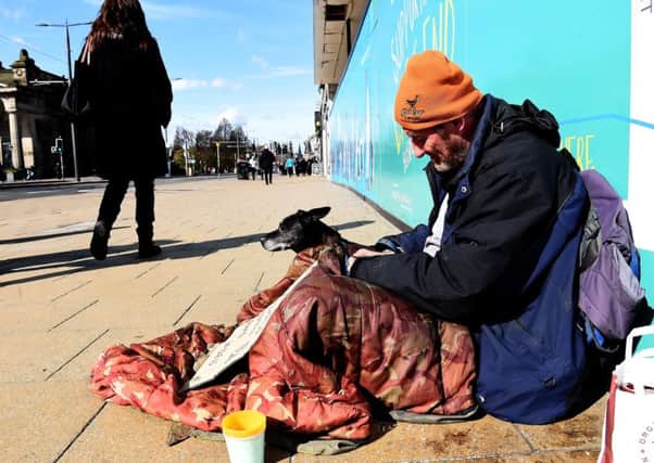 Homeless people on the streets of Edinburgh