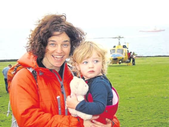 Penny Granger with daugher Elika, eight, on Tristan Da Cunha