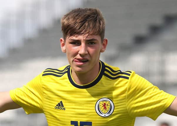 Billy Gilmour celebrates his goal against South Korea. Pic: TGSPhoto/REX/Shutterstock