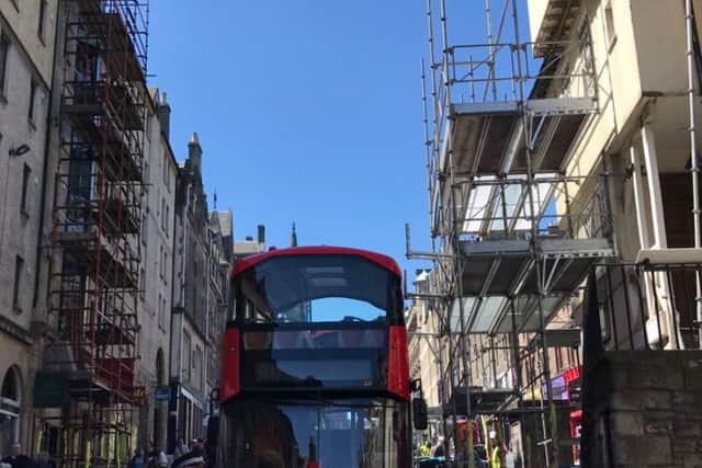 High Street has been closed after a bus appeared to hit scaffolding. Picture @Brianjaffa