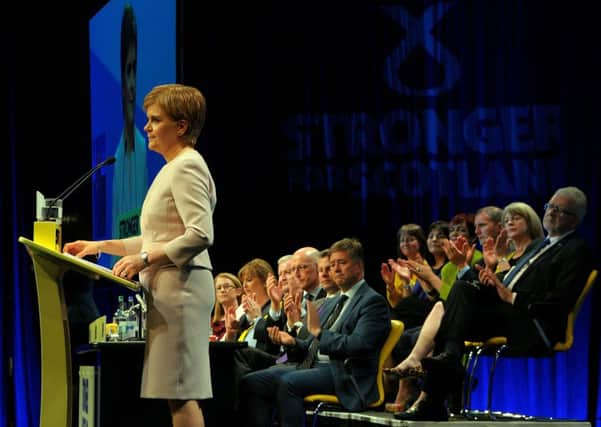 Nicola Sturgeon delivers her keynote conference speech. Picture: Getty