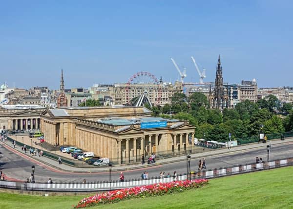 The National Gallery of Scotland and the Royal Scottish Academy viewed from The Mound