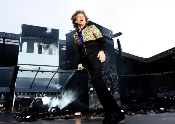 Mick Jagger on stage at Murrayfield Stadium. Picture: Lisa Ferguson