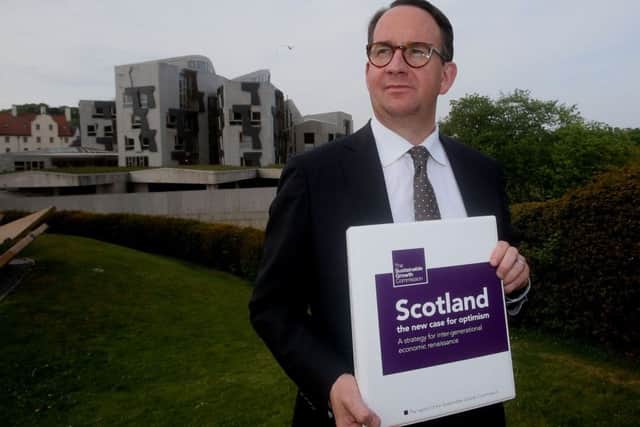 The Sustainable Growth Commission  chair Andrew Wilson outside the Scottish Parliament.Picture; PA