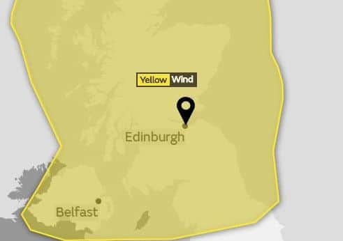 A wind warning has been issued for Edinburgh and much of Scotland