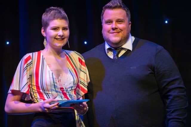 Joanna Lamb receives her award: Picture: Ian Georgeson