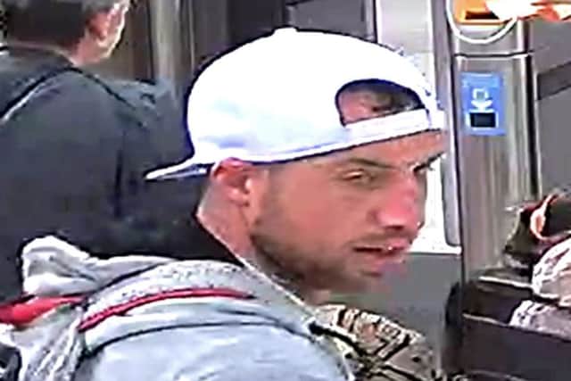 British Transport Police of CCTV footage of a man they want to speak to regarding a sexual assault on a woman on board a train in Edinburgh