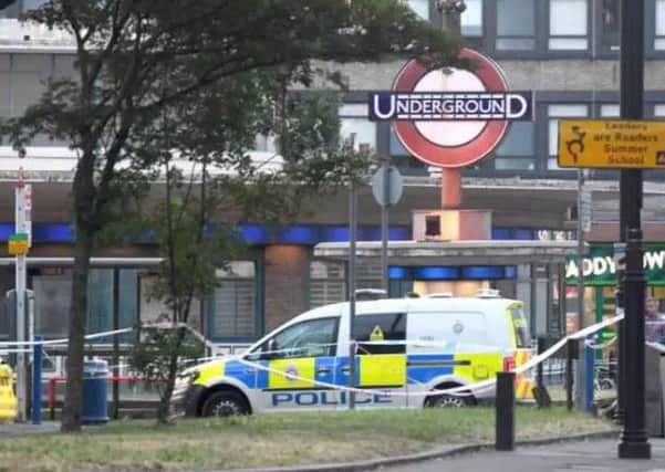Emergency services at the scene at Southgate tube station after reports of a minor explosion. Picture: Victoria Jones/PA Wire