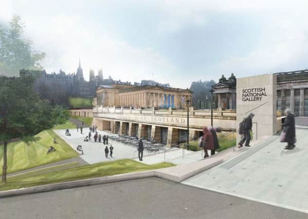 Artists impression of plans for National Galleries new terrace in Princes Street Gardens