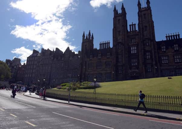 A traffic-free The Mound on Clean Air Day in Edinburgh. Pic: Lisa Ferguson.