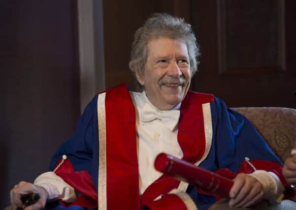 Edinburgh Napier University Honorary Graduate Jim Haynes appeared at the ceremony at The Rivers Suite at Craiglockhart yesterday.