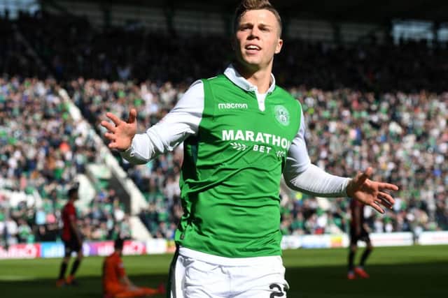 Kamberi endeared himself to the HIbs support with a series of fine displays and nine goals in 14 matches. Picture: SNS Group