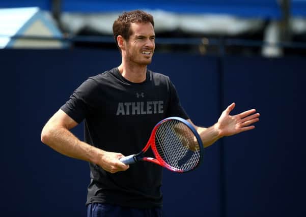 Andy Murray seen during a practice session at Eastbourne. Picture: Getty Images