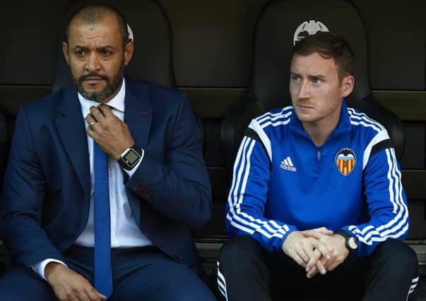 Nuno Espirito Santo, left, with Ian Cathro during their time at Valencia. Picture: Getty images