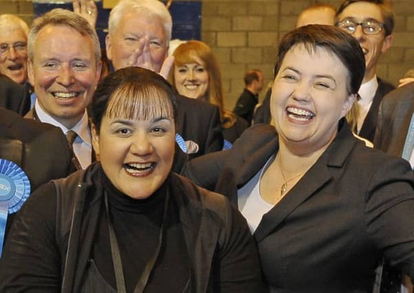Ashley Graczyk celebrates her win with Ruth Davidson in the 2017 election.