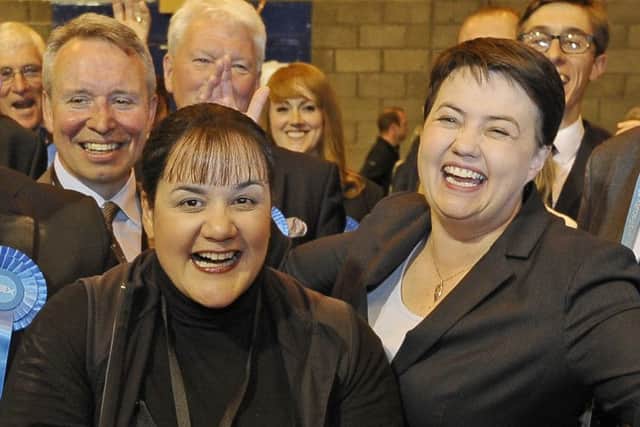 Ashley Graczyk celebrates her win with Ruth Davidson in the 2017 election.