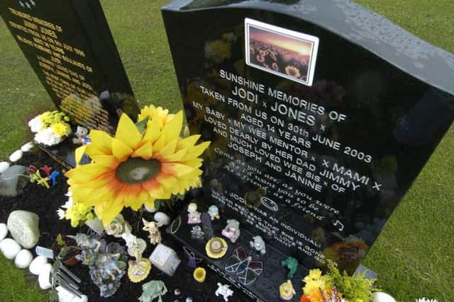 Jodi Jones' grave at Gorebridge Cemetery.