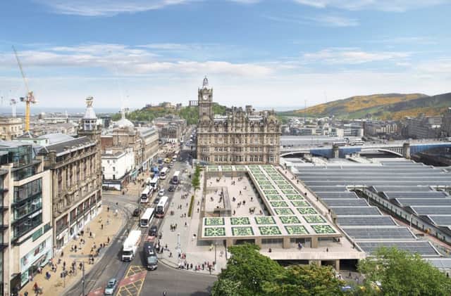 The Waverley Mall
 revamp
plans
, as shown from the Scott Monument