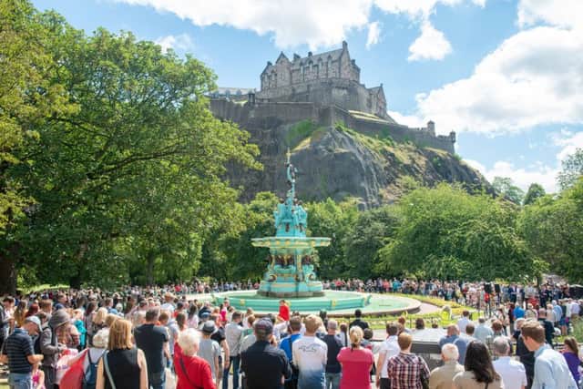 The formal switch on of Ross Fountain in West Princes Street Gardens.