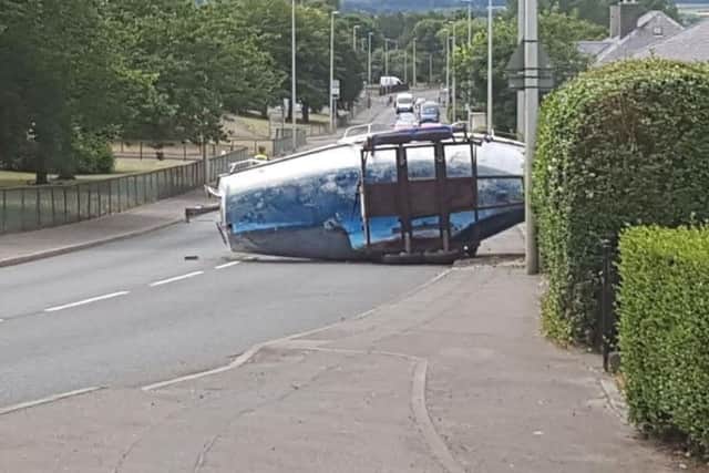 The boat has blocked the middle of the road. Picture; Ian Burnett