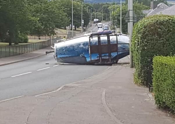 The boat has blocked the middle of the road. Picture; Ian Burnett
