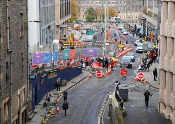 The construction works at Leith Street during its long-term closure during the construction of the new St James Centre