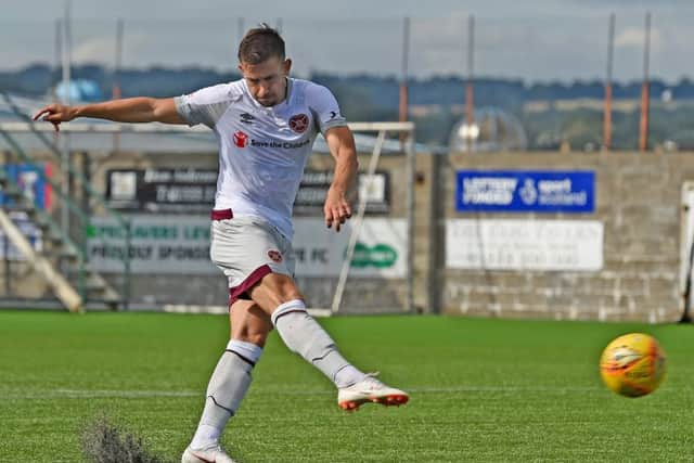 Olly Lee took a penalty for Hearts in the shoot-out against Raith but missed