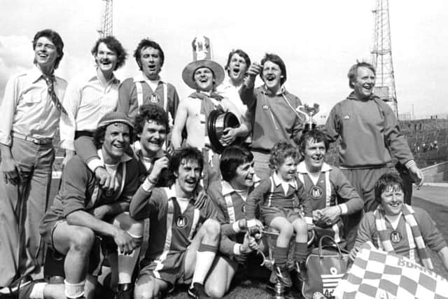 Bonnyrigg Rose celebrate with the Scottish Junior Cup final at Hampden in May 1978