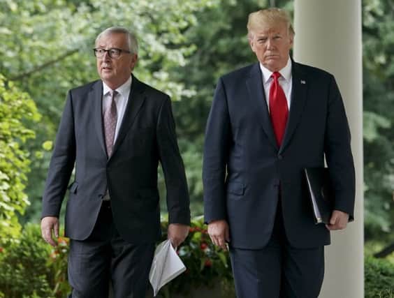 President Donald Trump and European Commission President Jean-Claude Juncker have reached an agreement. Picture: AP