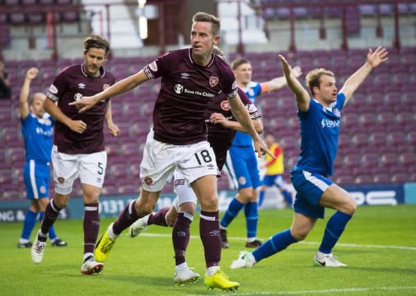 Steven MacLean celebrates after making it 1-0 against Cowdenbeath