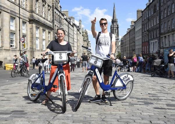 Edinburgh Council hire bikes in their new blue colour. Picture: Greg Macvean