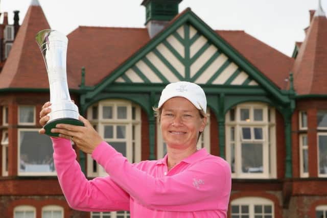 Catriona Matthew lifts the Open trophy in 2009. Pic: Getty