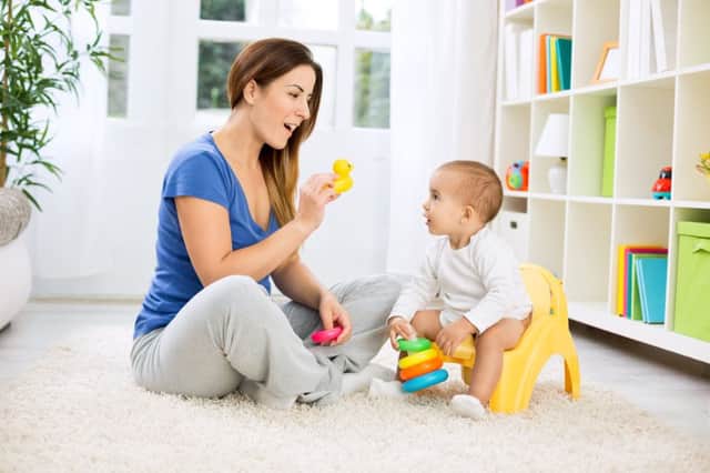 Words such as 'choo-choo' can actually help infants better grasp the English language