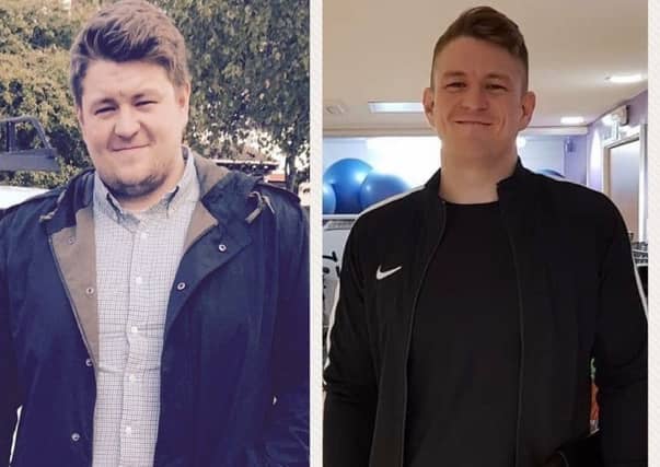 Collects of David Steele who has lost 12 stone in just 13 months from working out in his tiny gym. Picture; SWNS